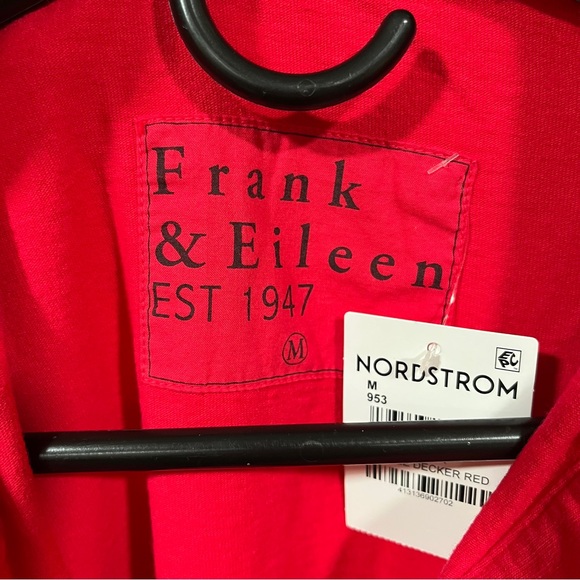 NWT Frank & Eileen Cuff Popover Blouse red size medium oversize - Picture 2 of 6